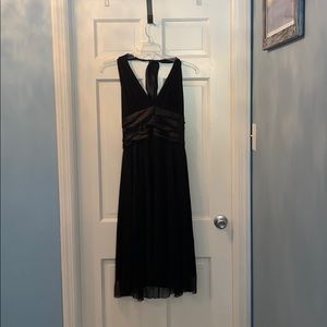 Black mixed media swing dress